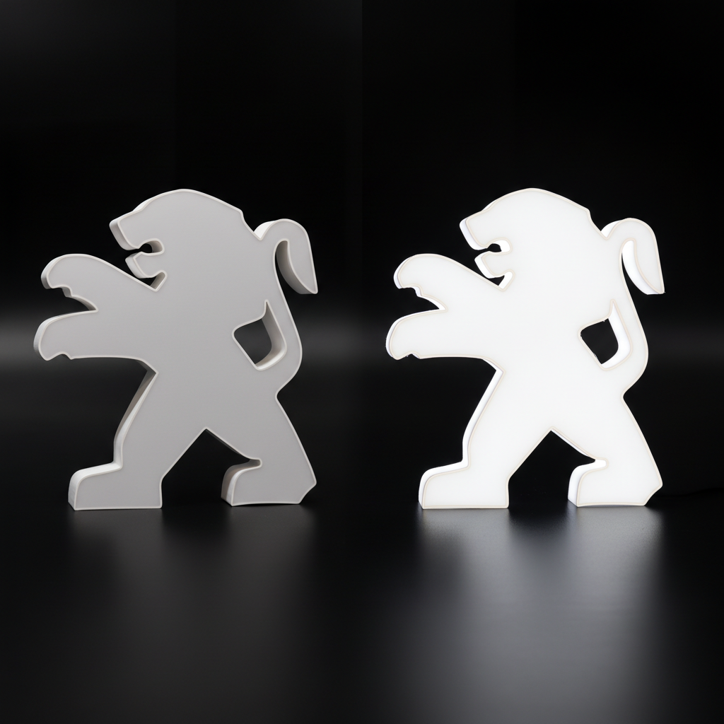 Face lumineuse coul&eacute;e en r&eacute;sine acrylique &ndash; diffusion homog&egrave;ne